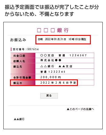 【悪い例】振込予定画面は不備になりますイメージ